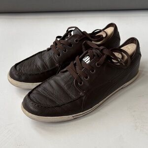 PUMA Casual Leather Lace-Up Sneakers in Dark Brown